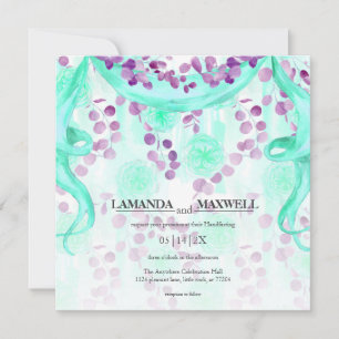 Floral Blauwgroen lint Handfasting Wedding Kaart