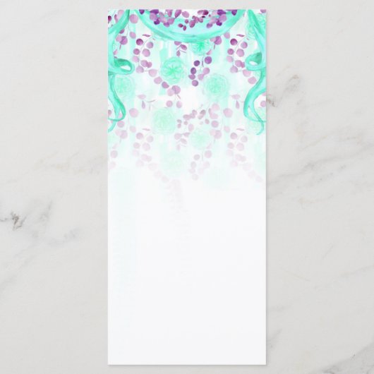 Floral Blauwgroen lint Handfasting Wedding Menu (Achterkant)