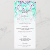 Floral Blauwgroen lint Handfasting Wedding Menu (Voorkant)