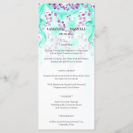 Floral Blauwgroen lint Handfasting Wedding Menu