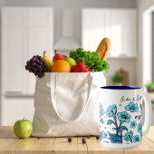 Floral Blauwgroen Personalize Tweekleurige Koffiemok