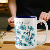 Floral Blauwgroen Personalize Tweekleurige Koffiemok