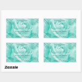 Floral Blauwgroen Product Labels Roos Palm Leaves  (Vel)