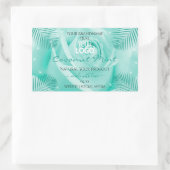 Floral Blauwgroen Product Labels Roos Palm Leaves  (Tas)