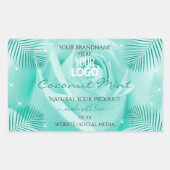 Floral Blauwgroen Product Labels Roos Palm Leaves  (Voorkant)