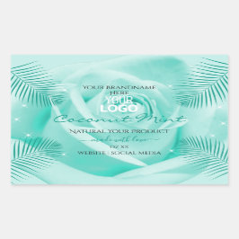 Floral Blauwgroen Product Labels Roos Palm Leaves 