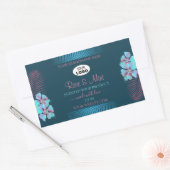 Floral Blauwgroen Product Labels roze Palmbladeren (Envelop)