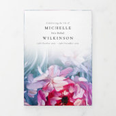 Floral Blauwgroen Roze Abstract Herdenkingsprogram Drieluik Programma (Cover)