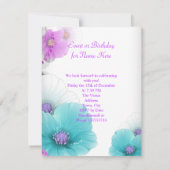  Floral Blauwgroen roze vlinder Birthday Party Kaart (Achterkant)