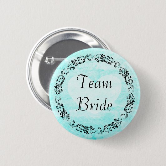  Floral Blauwgroen Team Bride Button (Voorkant /achterkant)