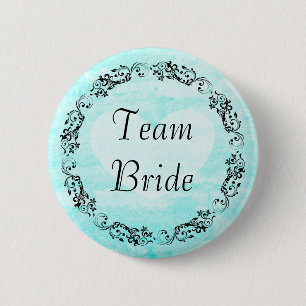 Floral Blauwgroen Team Bride Button