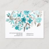 Floral blauwgroen waterverf haarklemweerkaatscherm visitekaartje (Achterkant)