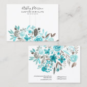 Floral blauwgroen waterverf haarklemweerkaatscherm visitekaartje (Voorkant / Achterkant)