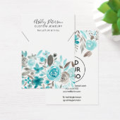 Floral blauwgroen waterverf juwelen ketting visitekaartje (Bureau)