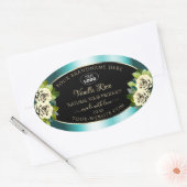 Floral Blauwgroen zwarte gouden Etiketten Rozen Lo (Envelop)