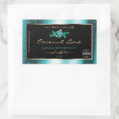 Floral Blauwgroen Zwarte Product Labels Zacht Glit (Tas)