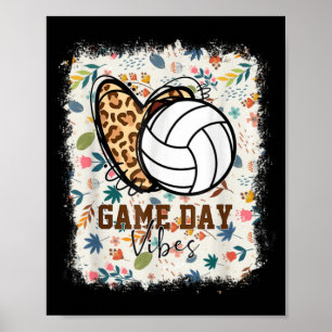 Floral Bleaching Volleyball Game Day Vibes Volleyb Poster