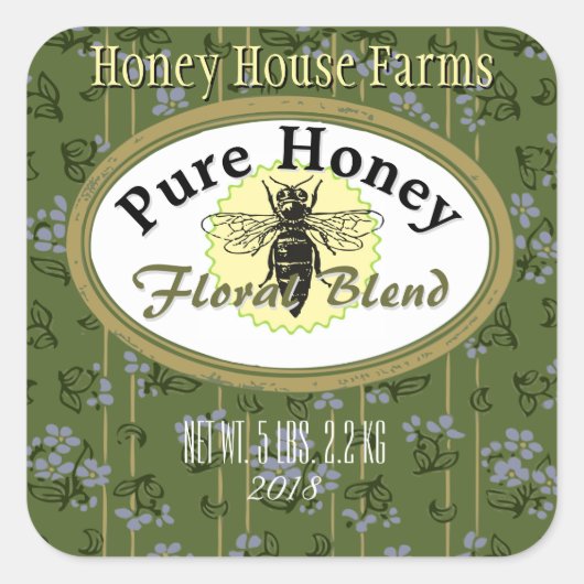 Floral Blend Pinstripes en Flowers Custom Vierkante Sticker (Voorkant)