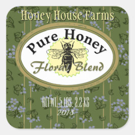 Floral Blend Pinstripes en Flowers Custom Vierkante Sticker