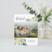 Floral Blessed Holiday Foto van White Waterverf Briefkaart (Staand voorkant)