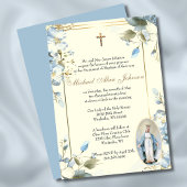 Floral Blessed Mary Catholic Baptism Uitnodiging