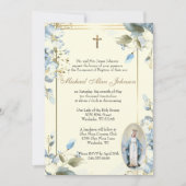 Floral Blessed Mary Catholic Baptism Uitnodiging (Voorkant)