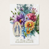Floral Blessed Mary Floral Funeral Prayer Kaart (Voorkant)