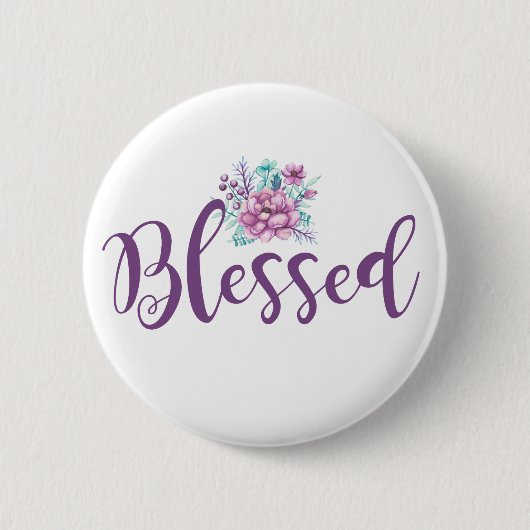 Floral Blessed Ronde Button 5,7 Cm (Voorkant)
