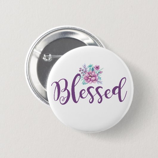 Floral Blessed Ronde Button 5,7 Cm (Voorkant /achterkant)