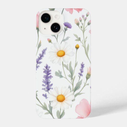 Floral Bliss: Artistic Flower Pattern Mobiel Hoesj iPhone Hoesje (Achterkant)