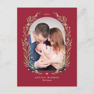 Floral Bliss Christmas Holiday fotokaart Briefkaar Feestdagenkaart