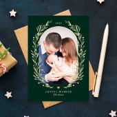 Floral Bliss Kerstvakantie fotokaart Feestdagenkaart