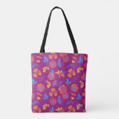 "Floral Bliss" Levendige bloemen paarse- Tote Bag (Achterkant)