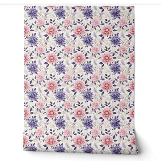 Floral Bliss Mini - Paarse, Roze, Beige - Glam Behang