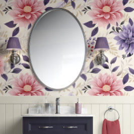 Floral Bliss - Paarse, Roze, Beige - Glam Behang