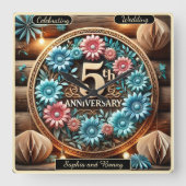 Floral Bliss: Vijfde Jubileum Vierkante Klok (Voorkant)