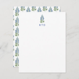 Floral Block Print Monogram Notecard Bedankkaart