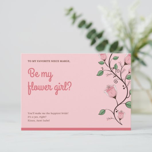 Floral Bloemenmeisje Bruiloft Kaart (Staand voorkant)