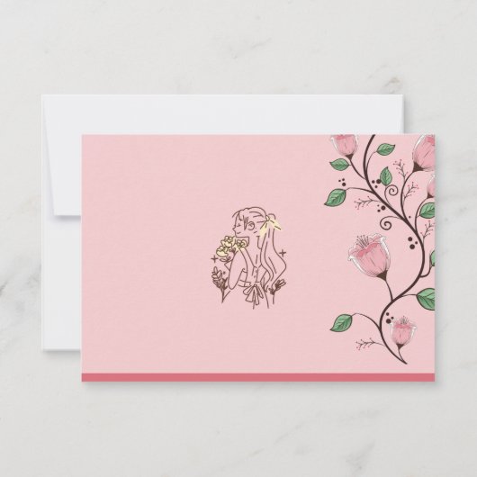 Floral Bloemenmeisje Bruiloft Kaart (Achterkant)