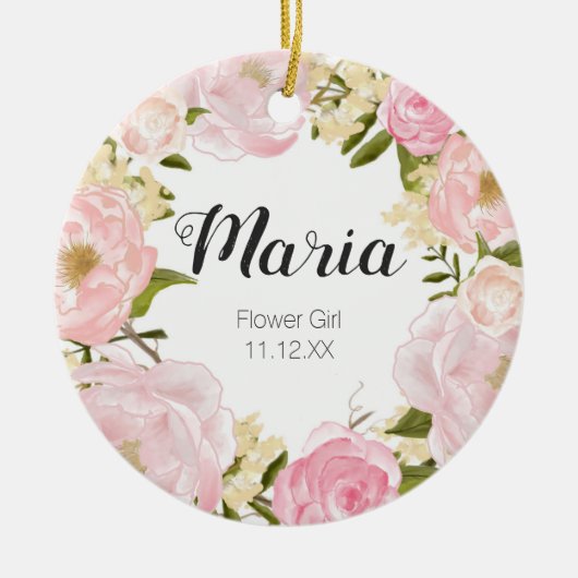 Floral Bloemenmeisje kerstversiering Keramisch Ornament (Voorkant)