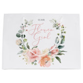 Floral Bloemenmeisje Roze Waterverf krans bruiloft Groot Cadeauzakje (Voorkant)