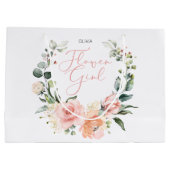 Floral Bloemenmeisje Roze Waterverf krans bruiloft Groot Cadeauzakje (Achterkant)