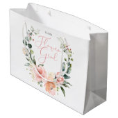 Floral Bloemenmeisje Roze Waterverf krans bruiloft Groot Cadeauzakje (Achterkant Gekanteld)