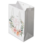 Floral Bloemenmeisje Roze Waterverf krans bruiloft Medium Cadeauzakje (Voorkant Gekanteld)