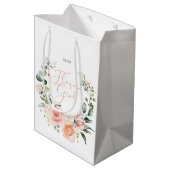 Floral Bloemenmeisje Roze Waterverf krans bruiloft Medium Cadeauzakje (Achterkant Gekanteld)