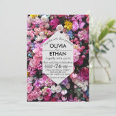 Floral bloesems kleurige rozen Weddenschap Kaart (Staand voorkant)