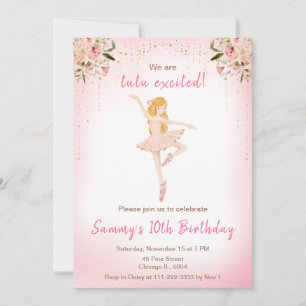 Floral Blonde Hair Ballerina Birthday Kaart