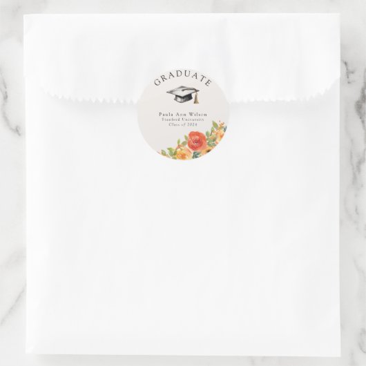 Floral Bloom Afstuderen Sticker (Tas)