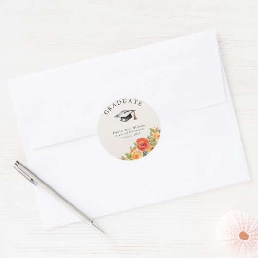 Floral Bloom Afstuderen Sticker (Envelop)