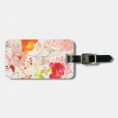 Floral Bloom Blush Gold Sun Pink Waterverf Bagagelabel (Voorkant horizontaal)